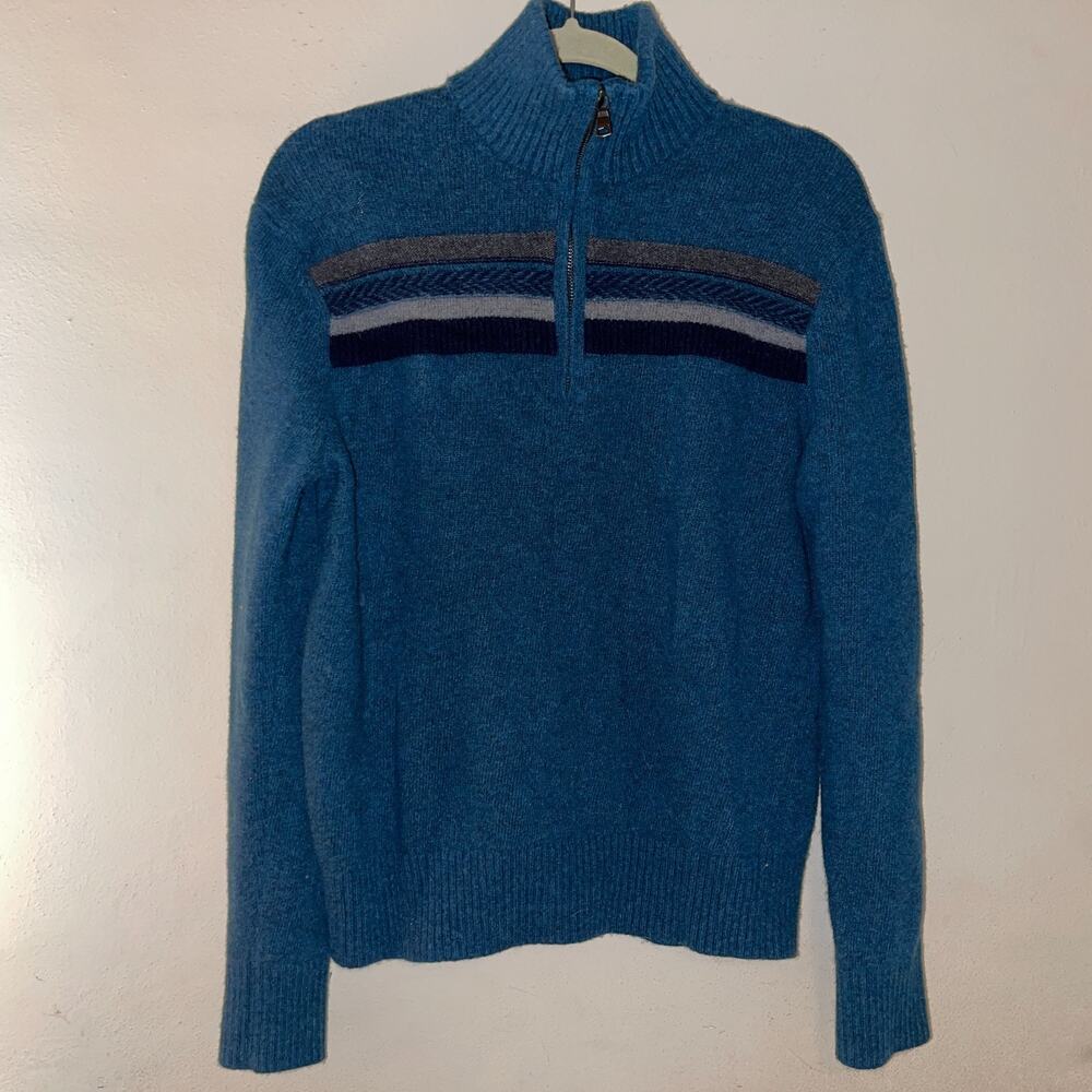 Banana Republic Men’s Teal Wool Blend Sweater S Half-Zip Italian Yarn